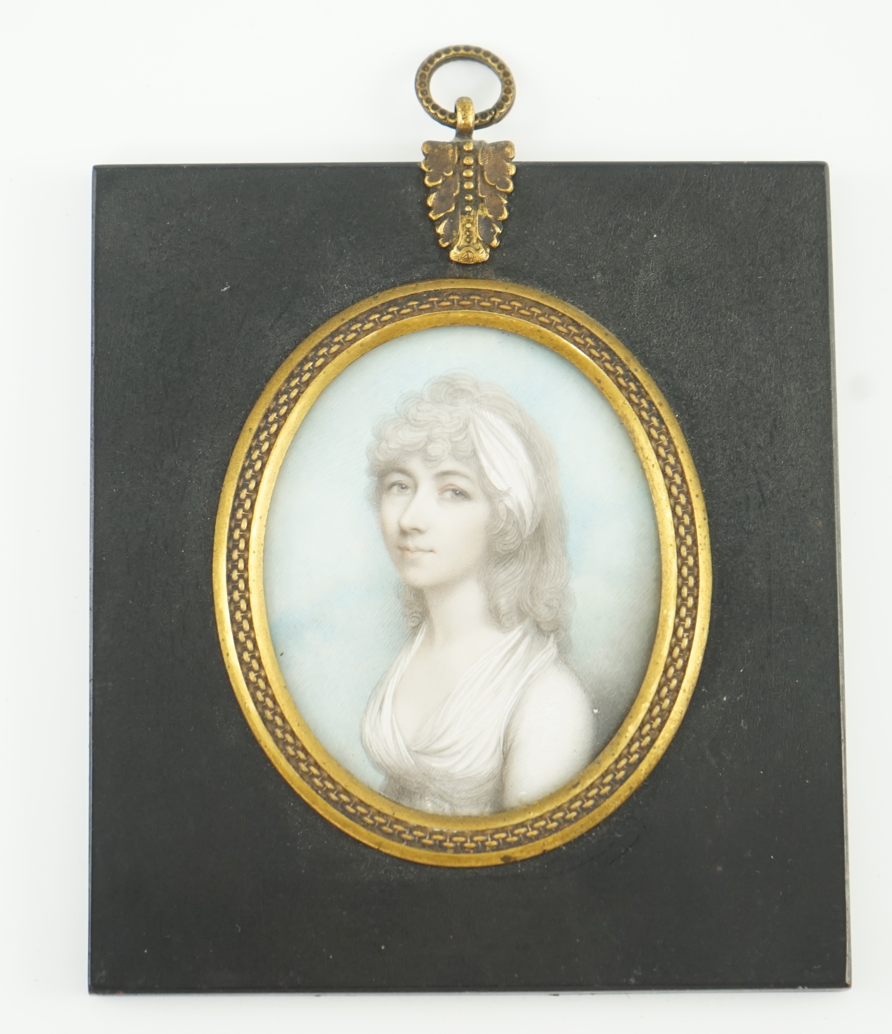 Andrew Plimer (1763-1837), Portrait miniature of Lady Harriet Silvester, watercolour on ivory, 7.3 x 6cm. CITES Submission reference YATL7XKD